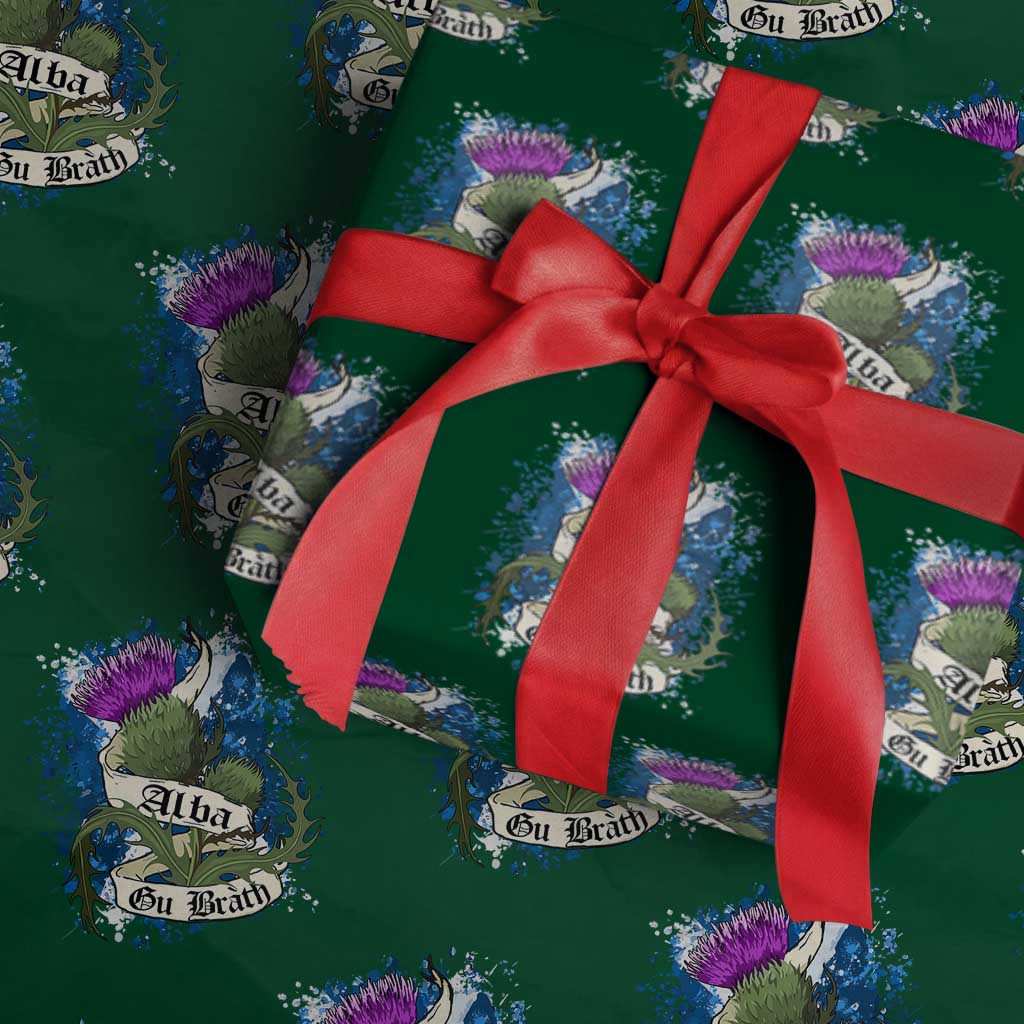 Alba Gu Brath Wrapping Paper Roll Vintage Thistle Flower Scottish Scotland Flag Saltire TS11 Green Print Your Wear