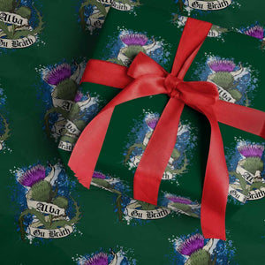 Alba Gu Brath Wrapping Paper Roll Vintage Thistle Flower Scottish Scotland Flag Saltire TS11 Green Print Your Wear