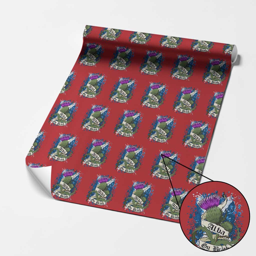 Alba Gu Brath Wrapping Paper Roll Vintage Thistle Flower Scottish Scotland Flag Saltire TS11 Red Print Your Wear