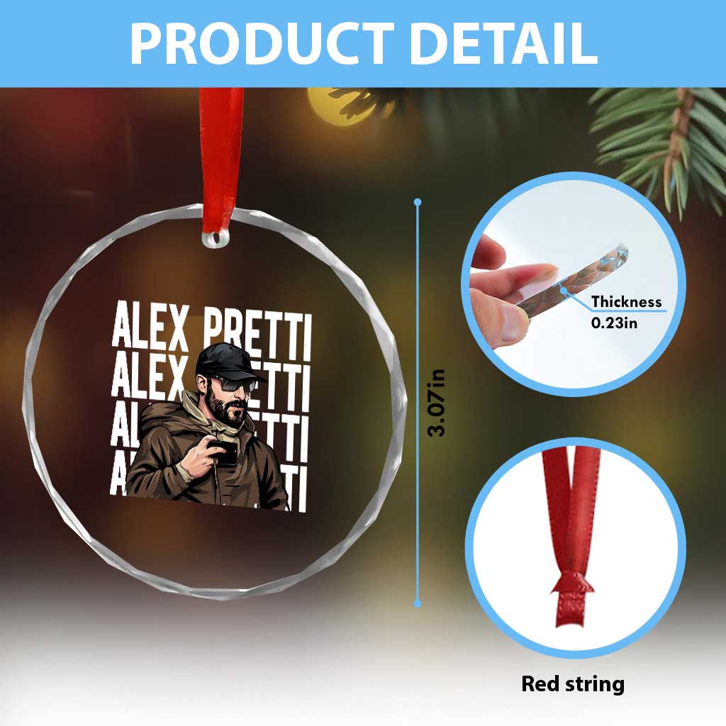 Alex Pretti Crystal Glass Ornament Minneapolis Hero Nurse Community Support Gift TS12 Print Your Wear