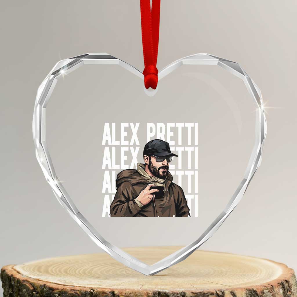 Alex Pretti Heart Crystal Glass Ornament Minneapolis Hero Nurse Community Support Gift TS12 Transparent Glass 3'' Heart Print Your Wear