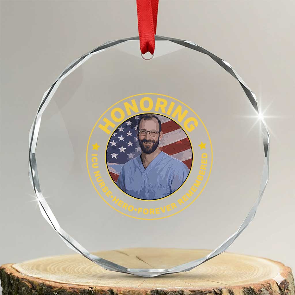 Alex Pretti Memorial Healthcare Hero Crystal Glass Ornament Minneapolis Support Gift TS12 Transparent Glass 3'' Circle Print Your Wear