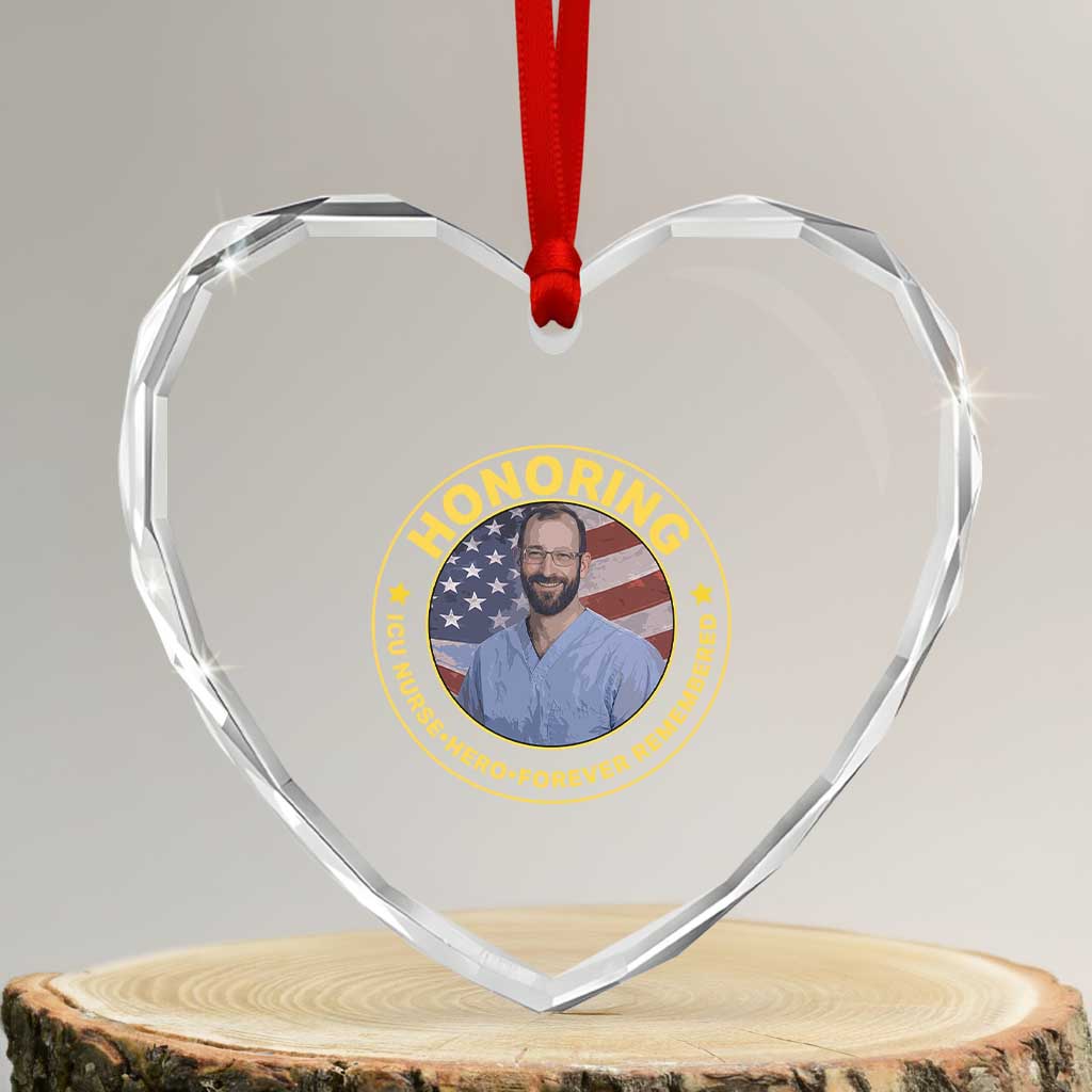 Alex Pretti Memorial Healthcare Hero Heart Crystal Glass Ornament Minneapolis Support Gift TS12 Transparent Glass 3'' Heart Print Your Wear