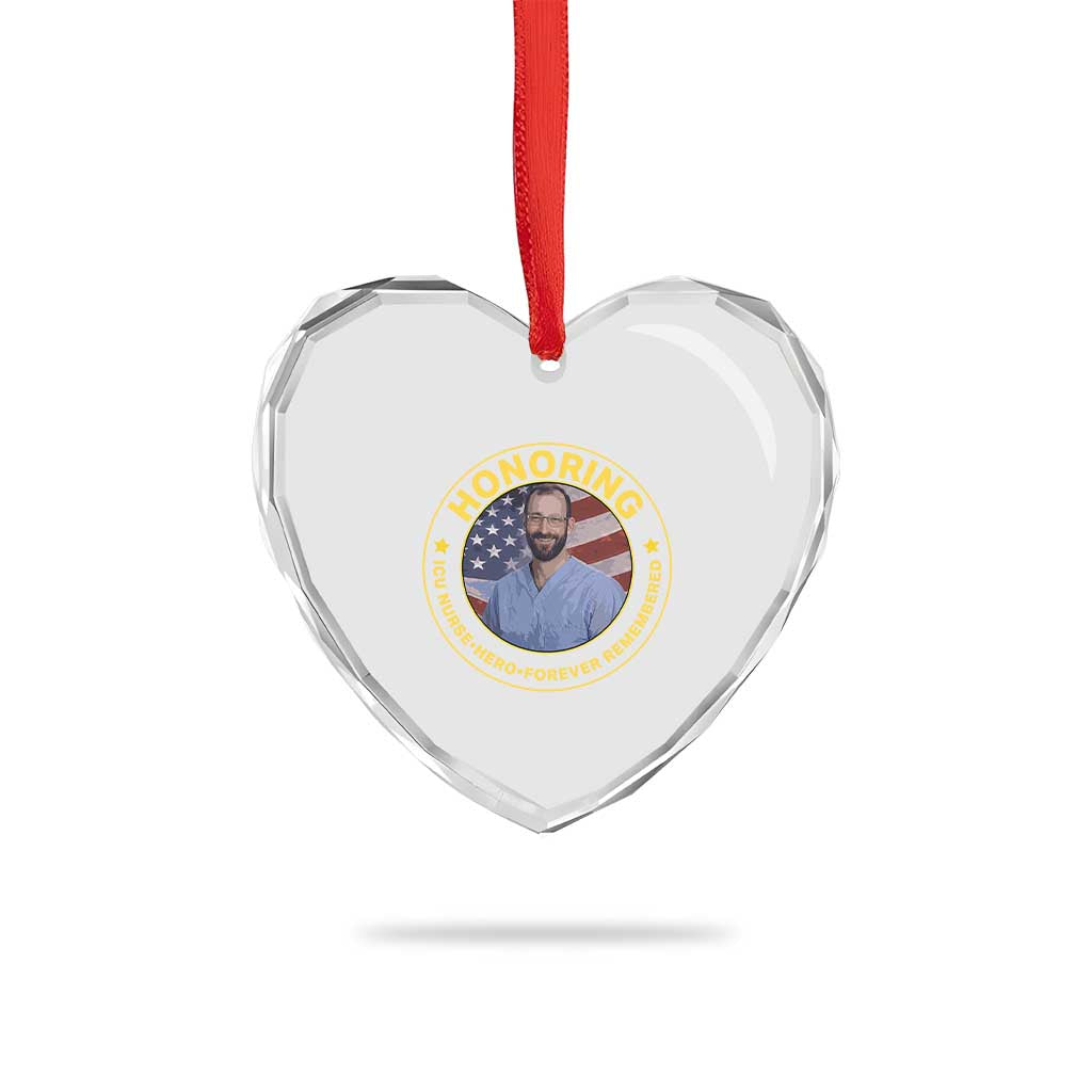 Alex Pretti Memorial Healthcare Hero Heart Crystal Glass Ornament Minneapolis Support Gift TS12 Print Your Wear