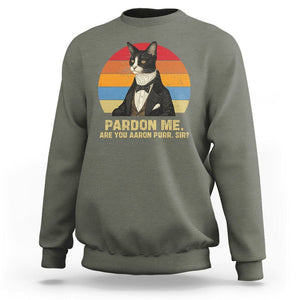 Alexander Hamilton Cat Sweatshirt Pardon Me, Are You Arron Purr Sir TS09 Military Green Print Your Wear