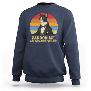 Alexander Hamilton Cat Sweatshirt Pardon Me, Are You Arron Purr Sir TS09 Navy Print Your Wear