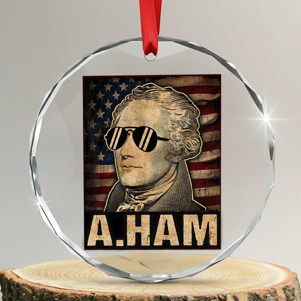 Alexander Hamilton Crystal Glass Ornament Vintage American Flag TS10 Transparent Glass 3'' Circle Print Your Wear