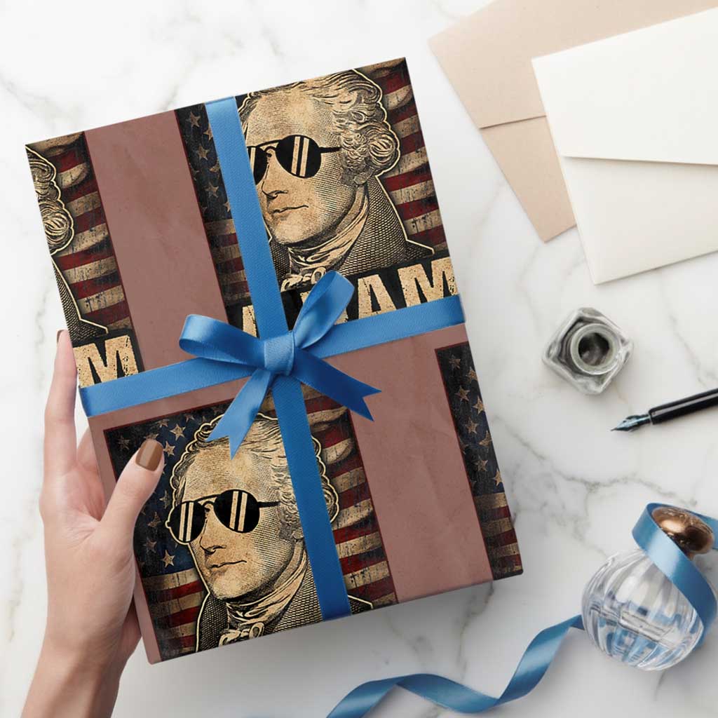 Alexander Hamilton Wrapping Paper Roll Vintage American Flag TS10 Mocha Print Your Wear