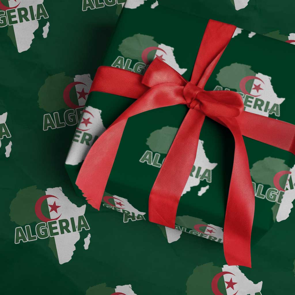 Algeria Algerian Pride Map of Africa Heritage Graphic Wrapping Paper Roll Patriotic North African Roots National Flag TS02 Green Print Your Wear
