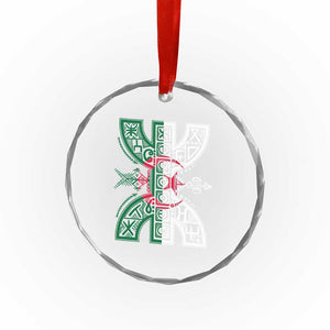 Algeria Amazigh Berber Yaz Symbol Algerian Flag Heritage Graphic Crystal Glass Ornament Traditional North African Tribal Culture Art