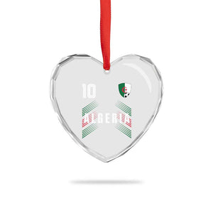 Algeria Soccer Sports Graphic Number 10 Jersey Style Heart Crystal Glass Ornament Proud Algerian Football Fans Game Day Maghreb Pride