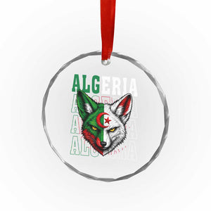 Algerian Fennec Fox Face Algeria National Flag Graphic Crystal Glass Ornament Proud North African Desert Animal