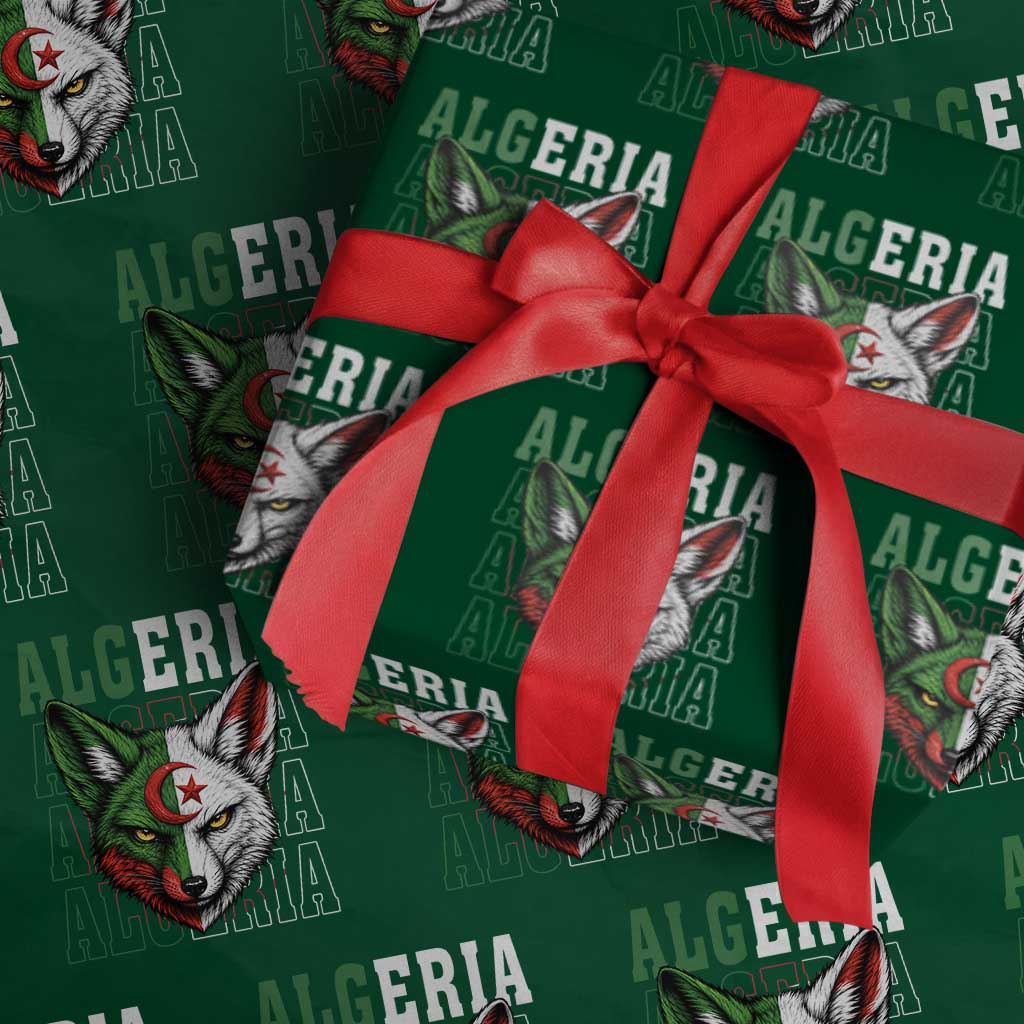 Algerian Fennec Fox Face Algeria National Flag Graphic Wrapping Paper Roll Proud North African Desert Animal