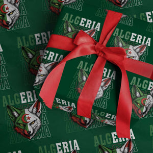 Algerian Fennec Fox Face Algeria National Flag Graphic Wrapping Paper Roll Proud North African Desert Animal