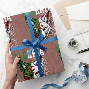 Algerian Fennec Fox Face Algeria National Flag Graphic Wrapping Paper Roll Proud North African Desert Animal