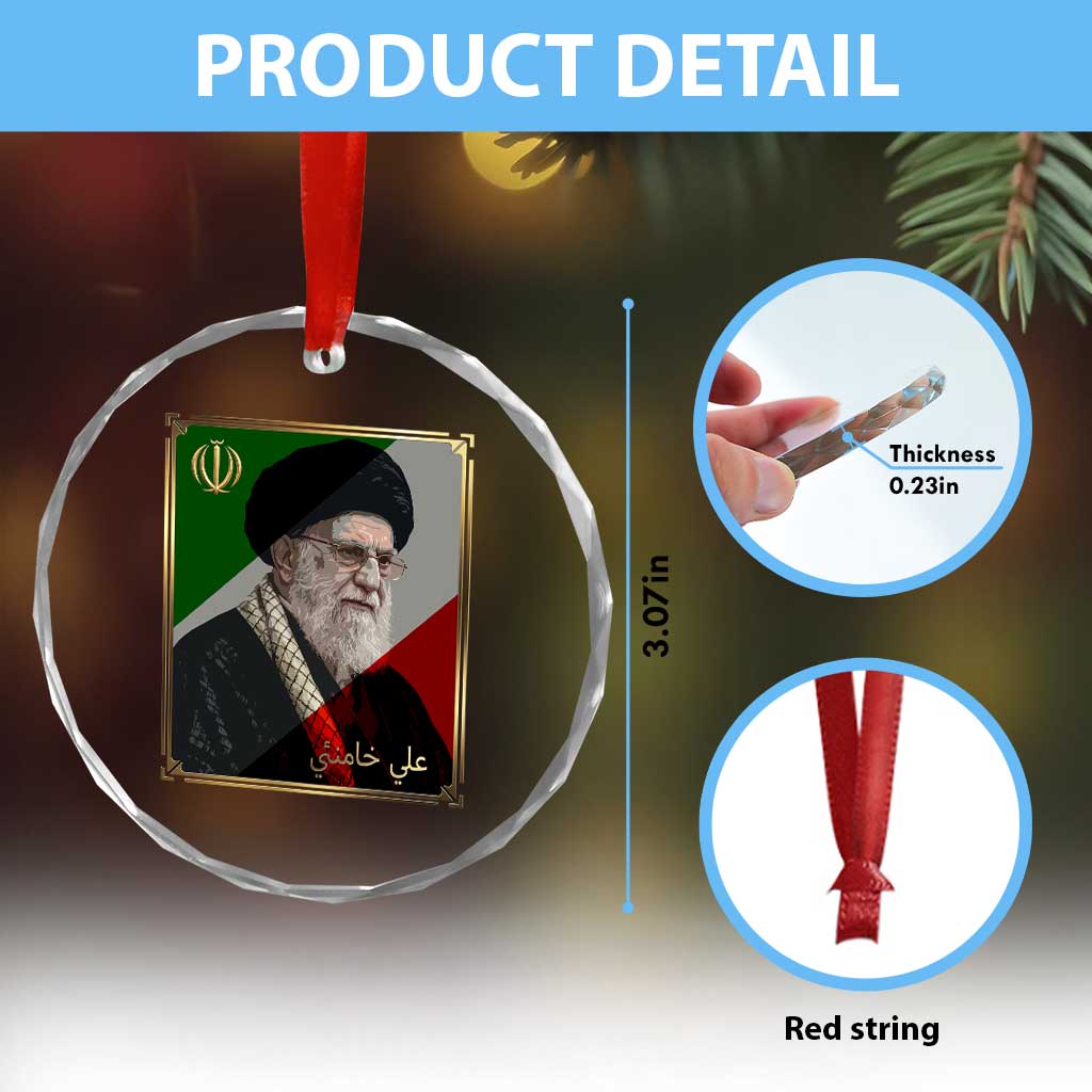 Ali Khamenei Memorial Tribute Portrait Crystal Glass Ornament TS14 Print Your Wear
