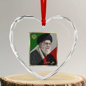 Ali Khamenei Memorial Tribute Portrait Heart Crystal Glass Ornament TS14 Transparent Glass 3'' Heart Print Your Wear