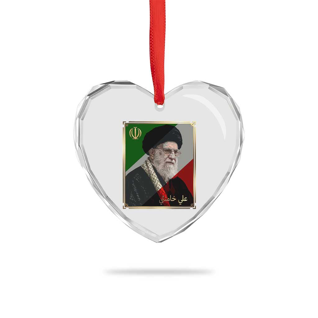 Ali Khamenei Memorial Tribute Portrait Heart Crystal Glass Ornament TS14 Print Your Wear
