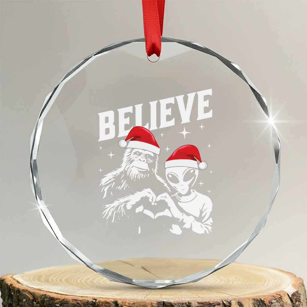 Alien And Bigfoot Crystal Glass Ornament TS10 Transparent Glass 3'' Circle Print Your Wear