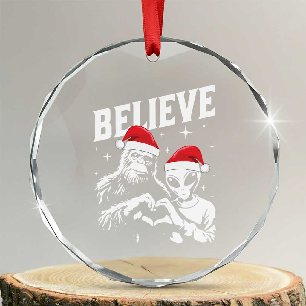 Alien And Bigfoot Crystal Glass Ornament TS10 Transparent Glass 3'' Circle Print Your Wear