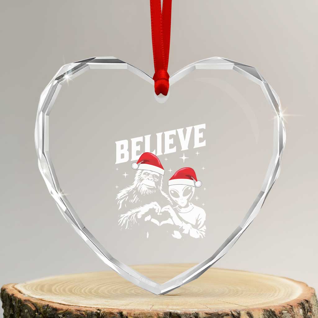 Alien And Bigfoot Heart Crystal Glass Ornament TS10 Transparent Glass 3'' Heart Print Your Wear