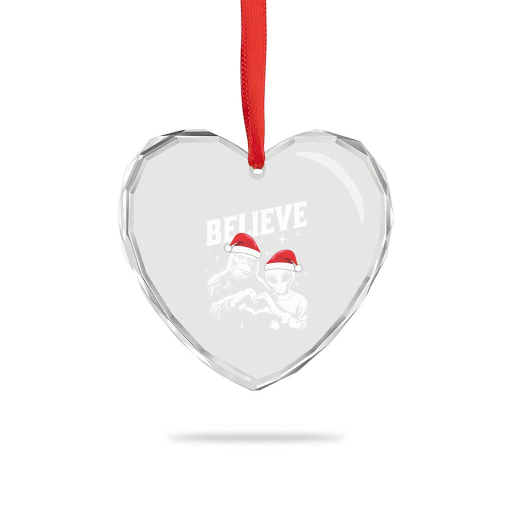 Alien And Bigfoot Heart Crystal Glass Ornament TS10 Print Your Wear