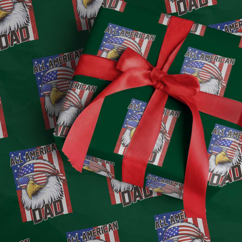 All American Dad 4th of July Wrapping Paper Roll Daddy Eagle USA