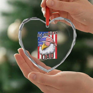 All American Dad 4th of July Heart Crystal Glass Ornament Daddy Eagle USA