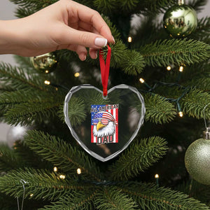 All American Dad 4th of July Heart Crystal Glass Ornament Daddy Eagle USA