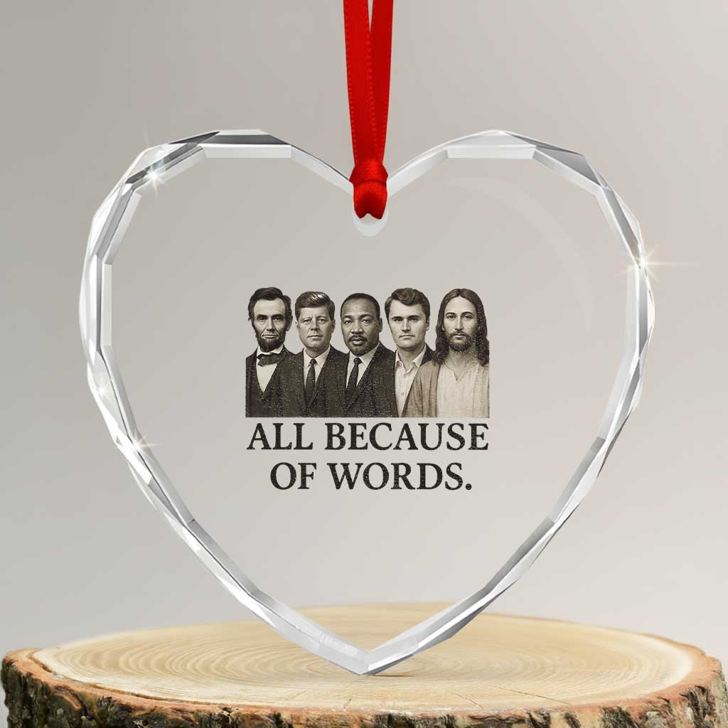 All Because of Words Heart Crystal Glass Ornament Tribute to Truth Tellers Freedom Defender TS02 Transparent Glass 3'' Heart Print Your Wear