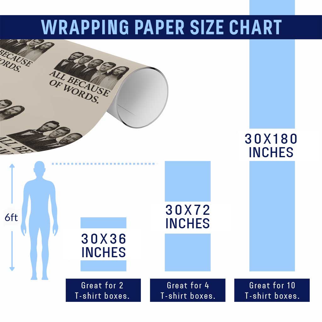 All Because of Words Wrapping Paper Roll Tribute to Truth Tellers Freedom Defender TS02 Print Your Wear