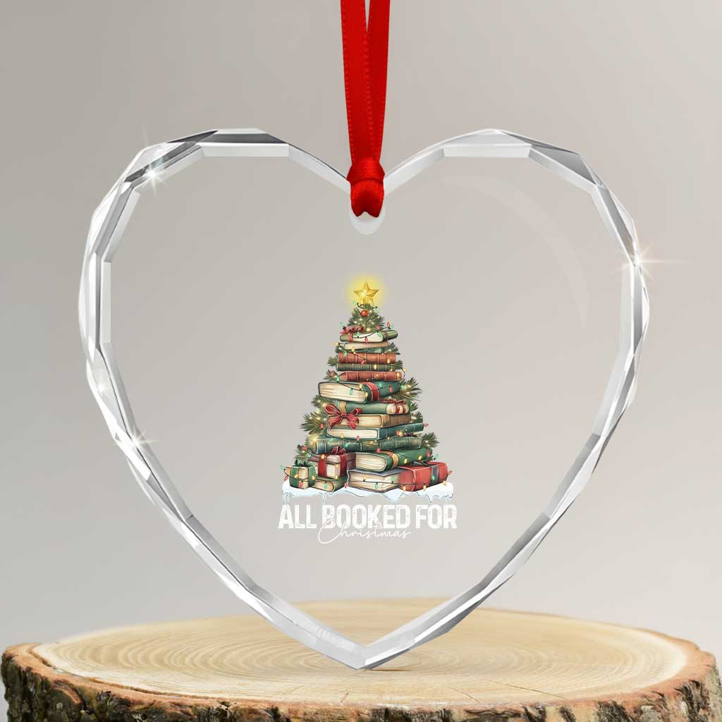 All Booked For Christmas Heart Crystal Glass Ornament Xmas Tree Lights Book Lover TS11 Transparent Glass 3'' Heart Print Your Wear