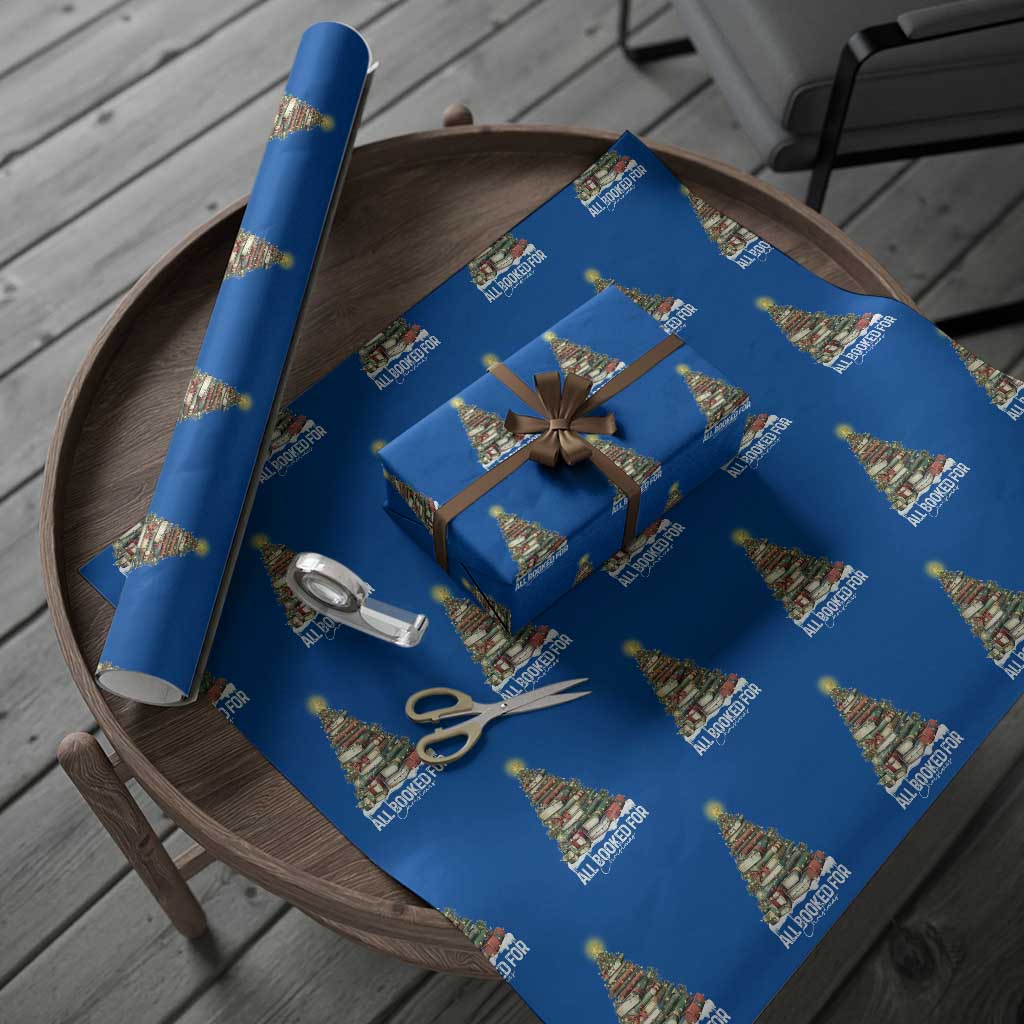 All Booked For Christmas Wrapping Paper Roll Xmas Tree Lights Book Lover TS11 Blue Print Your Wear