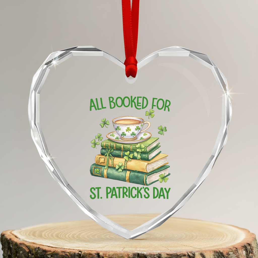 All Booked For St Patricks Day Heart Crystal Glass Ornament Gift For Book Lovers TS12 Transparent Glass 3'' Heart Print Your Wear