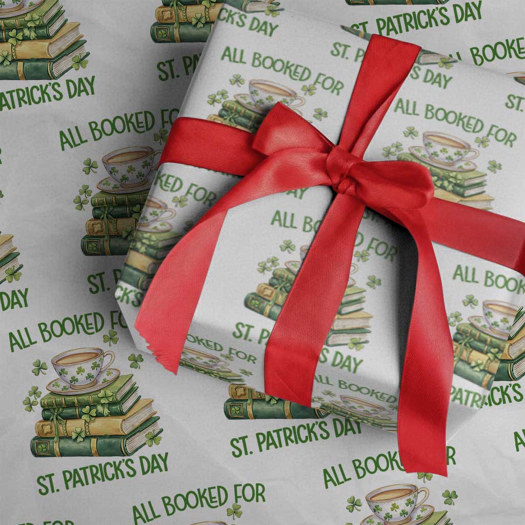 All Booked For St Patricks Day Wrapping Paper Roll Gift For Book Lovers TS12 White Print Your Wear