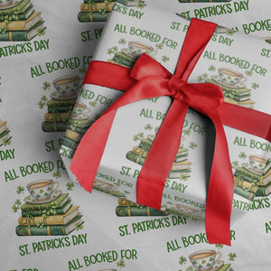 All Booked For St Patricks Day Wrapping Paper Roll Gift For Book Lovers TS12 White Print Your Wear