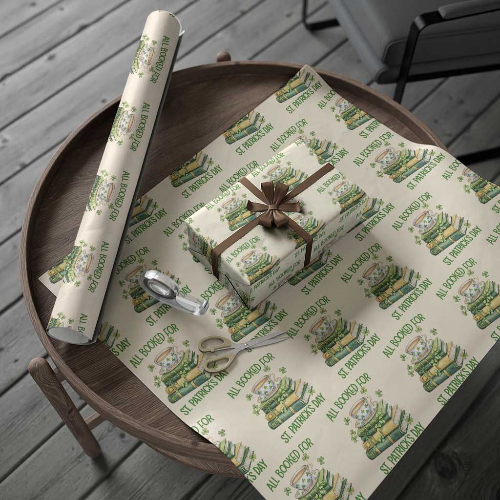 All Booked For St Patricks Day Wrapping Paper Roll Gift For Book Lovers TS12 Beige Print Your Wear