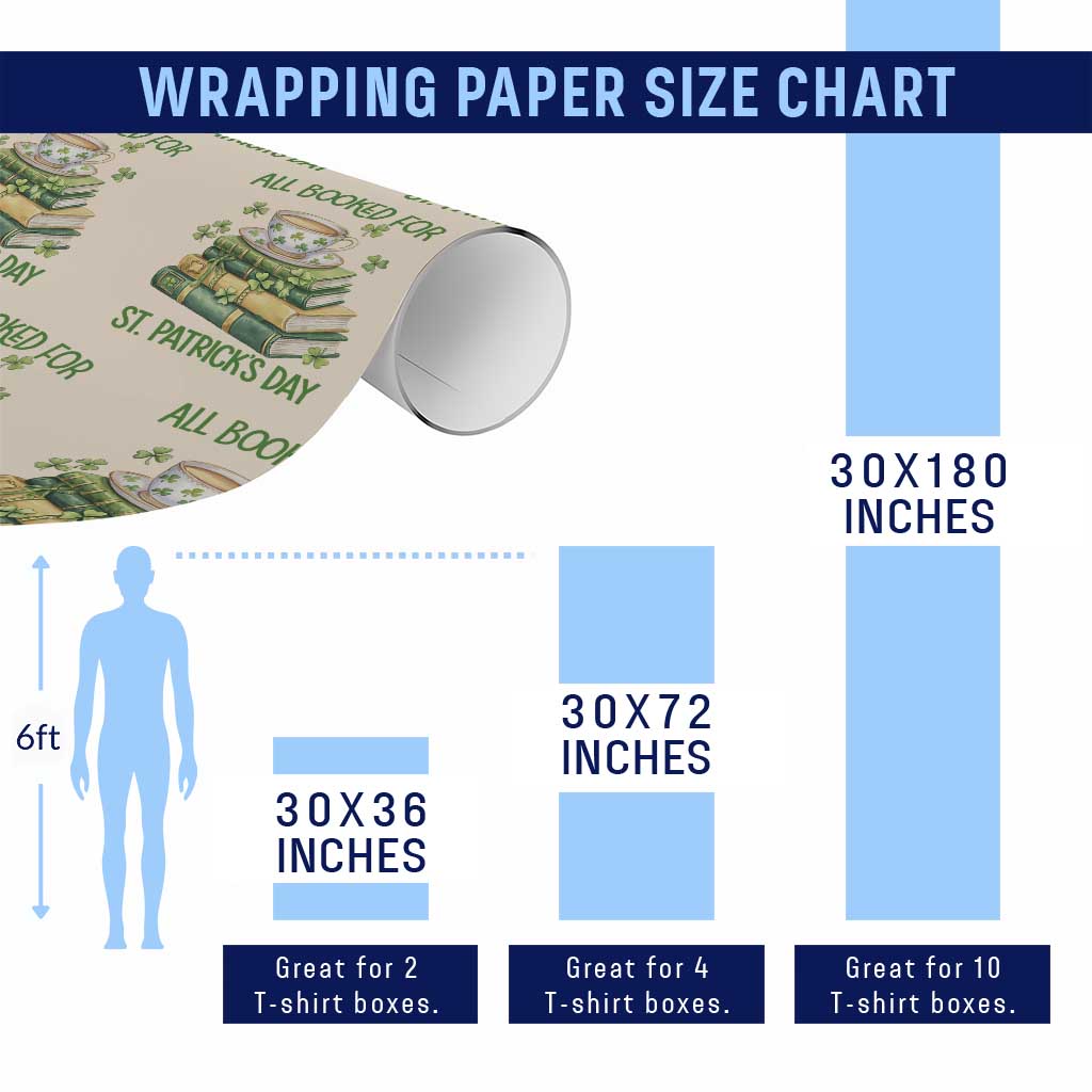 All Booked For St Patricks Day Wrapping Paper Roll Gift For Book Lovers TS12 Print Your Wear