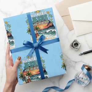 All I Need Is Jesus And The Beach Wrapping Paper Roll Christian Summer Faith Graphic TS12 Light Blue Print Your Wear