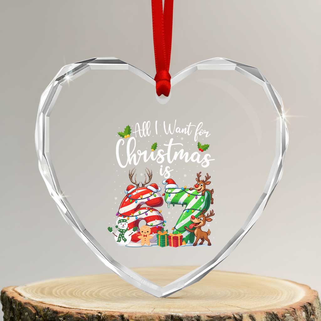 All I Want For Christmas Is 67 Heart Crystal Glass Ornament Trending Meme Holiday Gift TS12 Transparent Glass 3'' Heart Print Your Wear