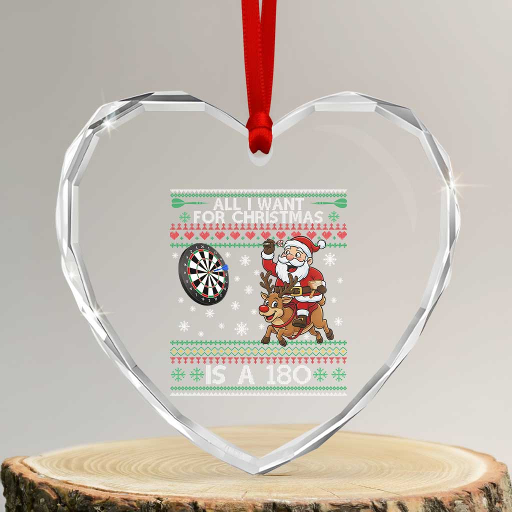 All I Want For Christmas Is A 180 Heart Crystal Glass Ornament Santa Dart Player Xmas Gift TS12 Transparent Glass 3'' Heart Print Your Wear