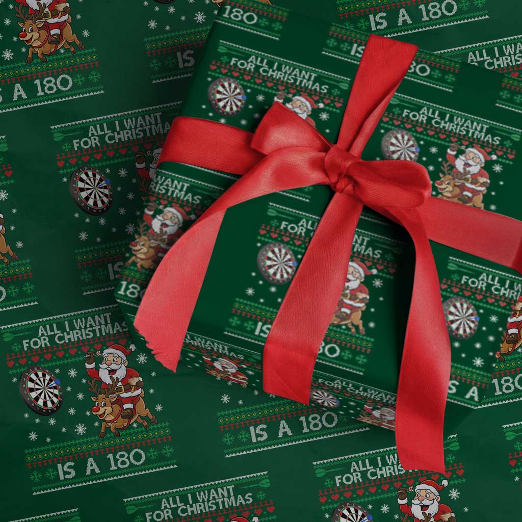 All I Want For Christmas Is A 180 Wrapping Paper Roll Santa Dart Player Xmas Gift TS12 Green Print Your Wear
