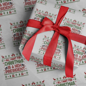 All I Want For Christmas Is A New President Wrapping Paper Roll Funny Democrat Christmas TS14 White Print Your Wear