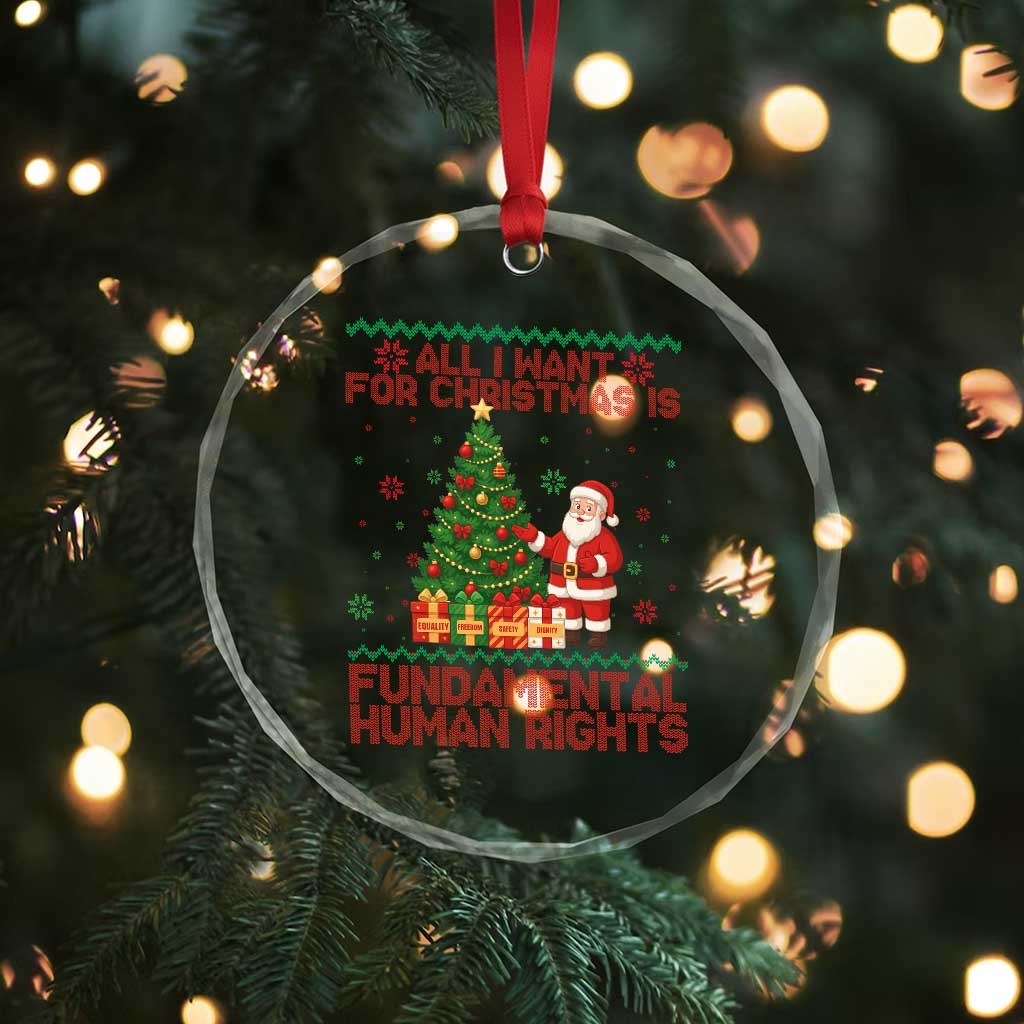 All I Want For Christmas Is Fundamental Human Rights Crystal Glass Ornament Equality Activist Gift TS12 Print Your Wear