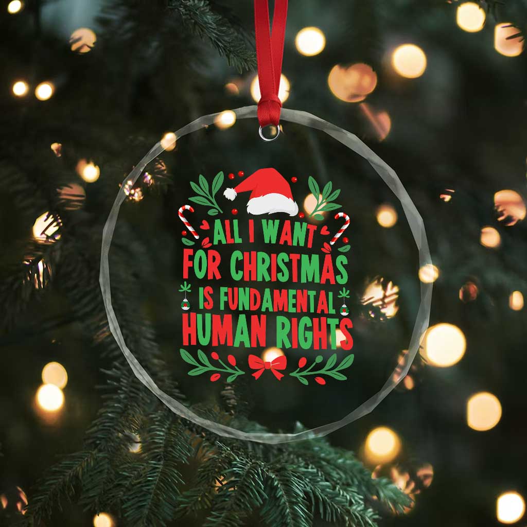 All I Want For Christmas Is Fundamental Human Rights Crystal Glass Ornament Pro Democracy Xmas Gift TS12 Print Your Wear