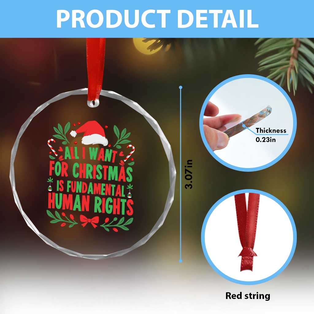 All I Want For Christmas Is Fundamental Human Rights Crystal Glass Ornament Pro Democracy Xmas Gift TS12 Print Your Wear