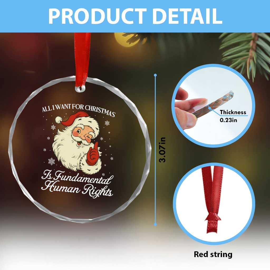 All I Want For Christmas Is Fundamental Human Rights Crystal Glass Ornament Xmas Supporters Gift TS12 Print Your Wear