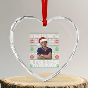 All I Want for Christmas is Steve to Survive Heart Crystal Glass Ornament Stranger Xmas Wishes Fan Gift TS02 Transparent Glass 3'' Heart Print Your Wear