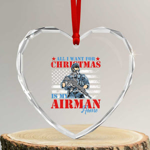 All I Want For Xmas Is My Airman Home Heart Crystal Glass Ornament TS09 Transparent Glass 3'' Heart Print Your Wear