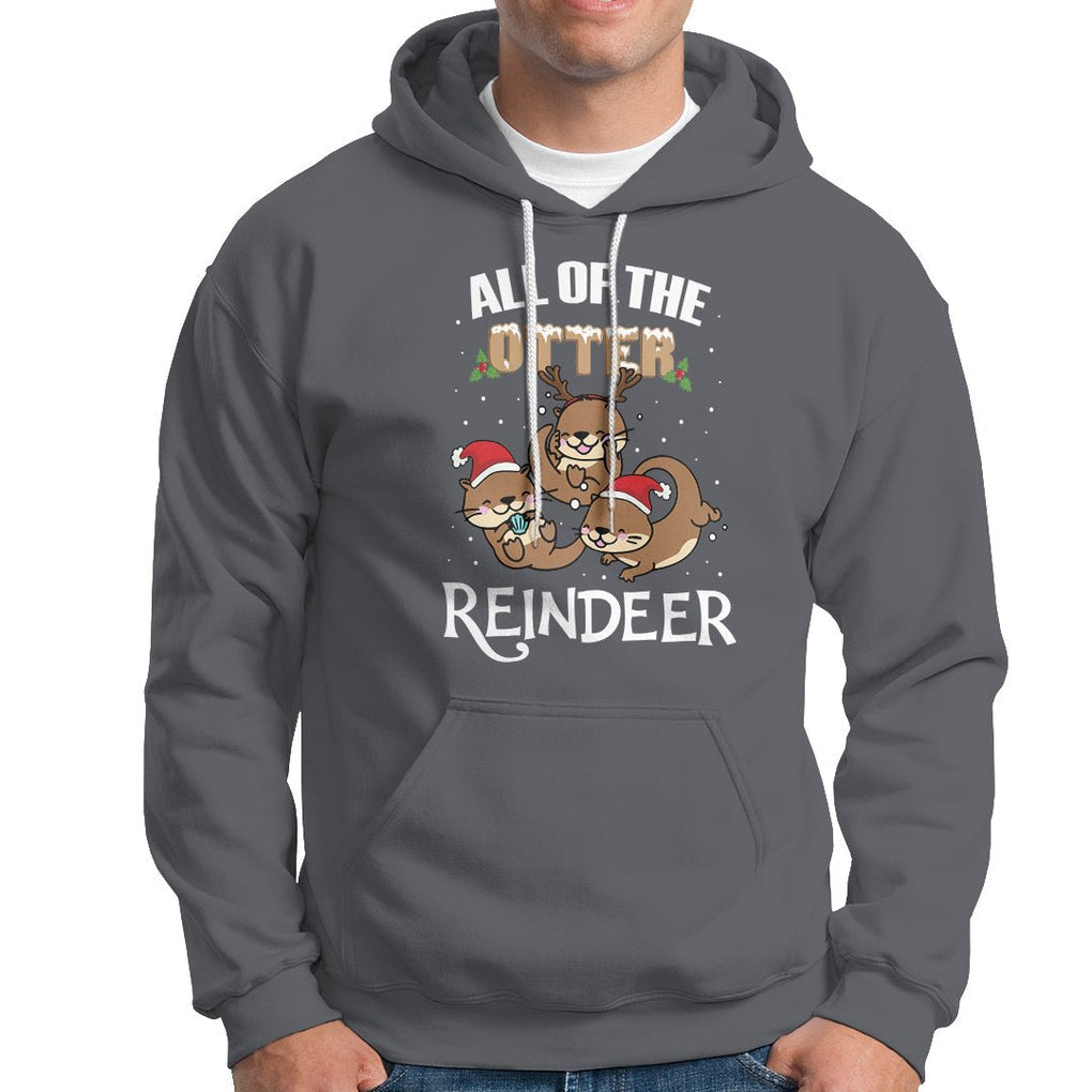 All of the Otter Reindeer Cute Christmas Hoodie TS09 Charcoal Printyourwear